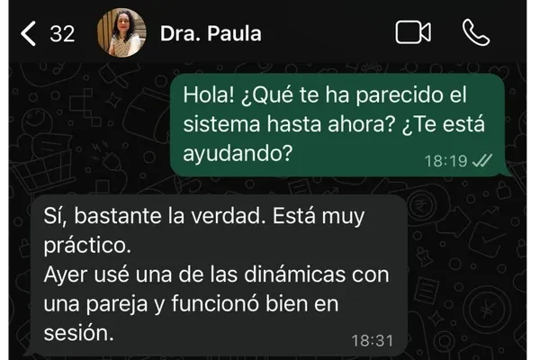 Testimonio de la Dra. Paula sobre una dinámica aplicada en sesión.
